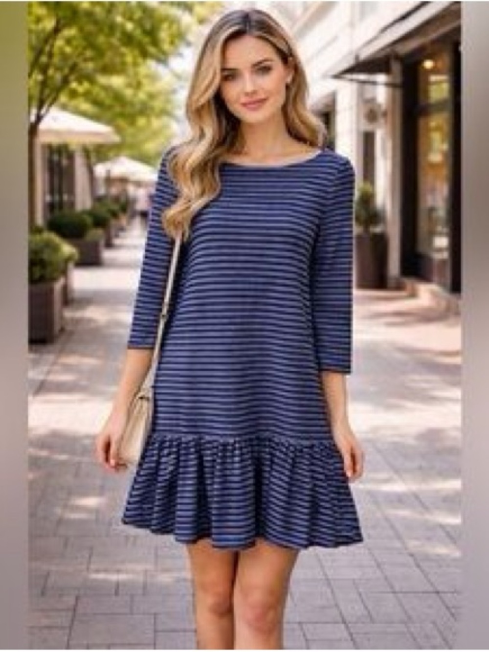 ♠️ Kate Spade New York Navy & Black Striped Drop Waist Dress ♠️